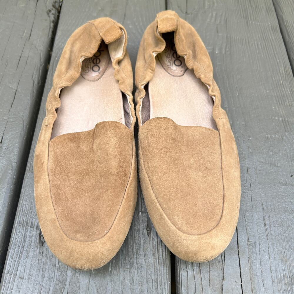Abeo Bio System Womens Brown Suede Jean Flat Loafers Slip On Shoe Size 8N